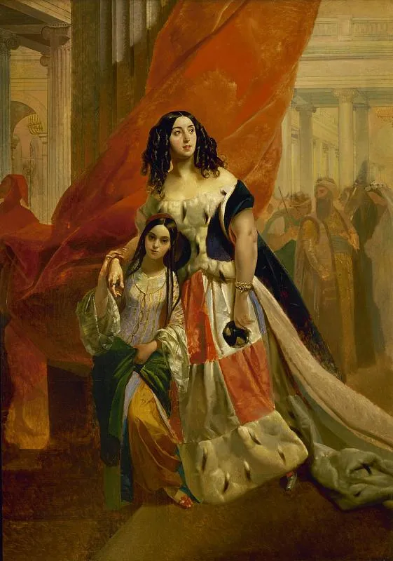 Портрет графини Ю.П.Самойловой, удаляющейся с бала с приемной дочерью Амацилией Пачини